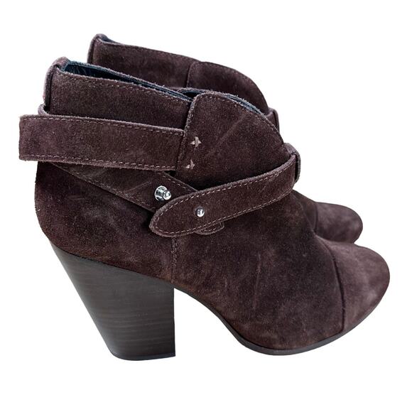 Rag & Bone NWOB Harrow Brown Suede Bootie Size 38.5 (US 8.5) Slip On Wrap Strap - Picture 2 of 8
